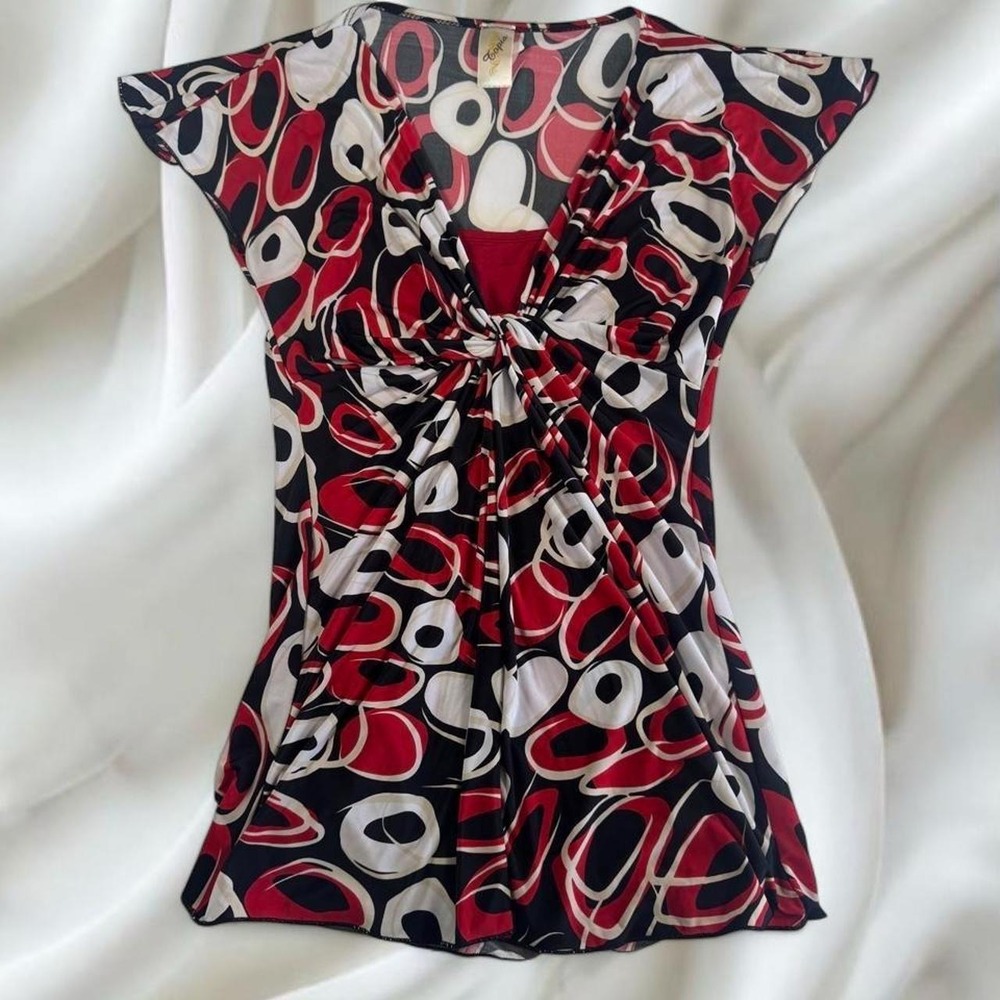 Topia red graphic babydoll flare short sleeve top fairy boho y2k vintage